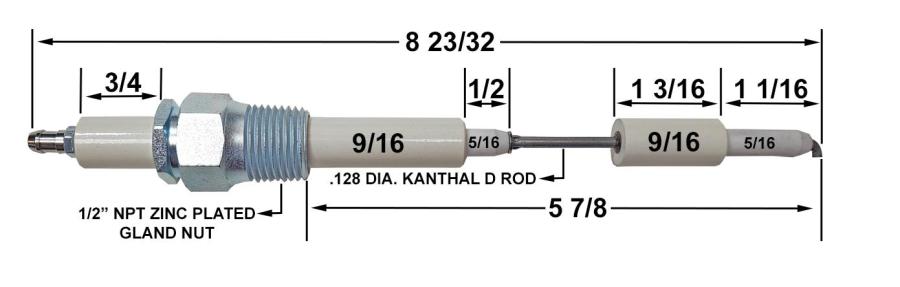 HAU400268X001  HAUCK REPLACEMENT IGNITER 400268X001 8 23/32 OAL HAU400268X001  HAUCK REPLACEMENT IGNITER 400268X001 8 23/32 OAL