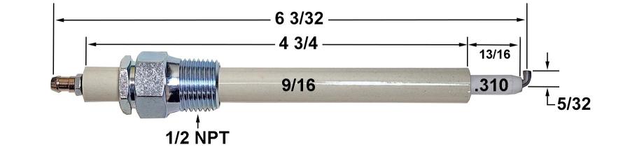 HAU53400X003  HAUCK REPLACEMENT IGNITER 53400X003 (6 3/32" OAL) HAU53400X003  HAUCK REPLACEMENT IGNITER 53400X003 (6 3/32" OAL)