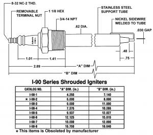 I-90-7 AUBURN SHROUDED IGNITER ***OBSOLETED BY MF***TRY I-90-6 MOUNTING MODIFICATION REQ.