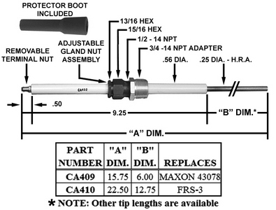CA410 FLAME ROD REPLACES FRS-3