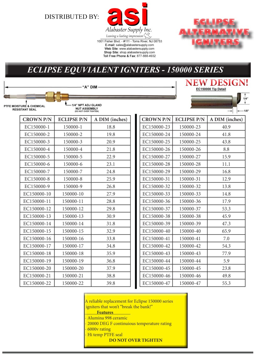 EC150000-36  ELECTRODE REPL ECL 150000-36   O.A.L = 17.9 (17 7/8")