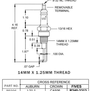 P5006 Igniter 14MM X 1.25MM REPL I-31-1 / CA506 / R240-3313