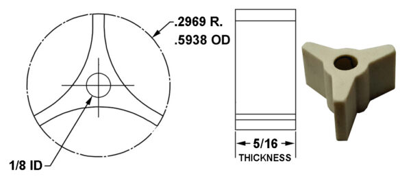 17415  STAR CERAMIC .601 DIA. STAR (3) POINTS