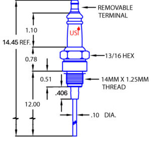 R6128 Igniter 14MM X 1.25MM / MODIFIED R6125 WITH .10 DIA ROD