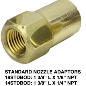 14STDBOD STANDARD BRASS NOZZLE ADAPTOR - 1 3/8" L X 1/4" NPT
